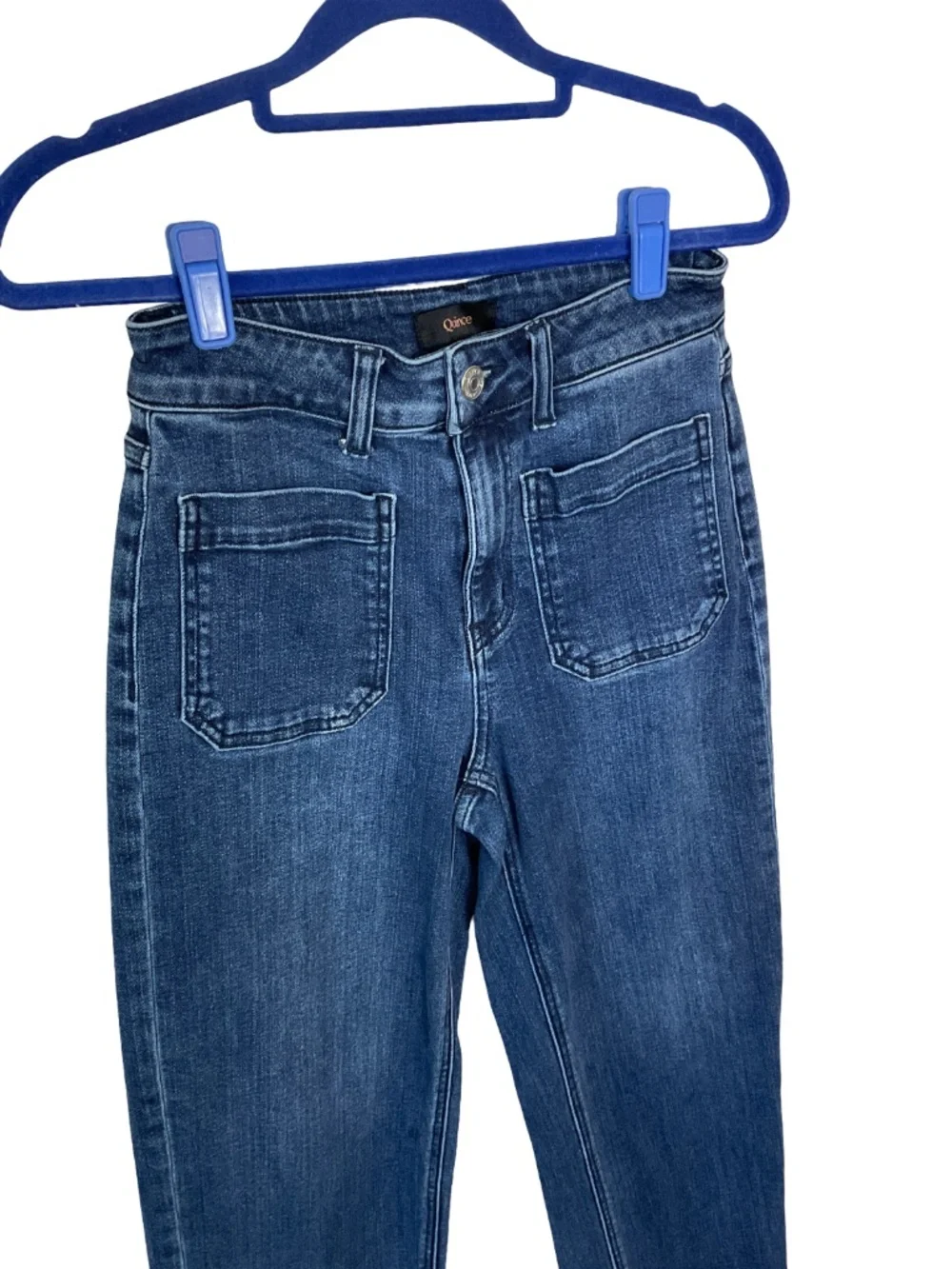 Quince Bella Stretch Patch Pocket Wide Leg Jeans - Picture 4 of 9